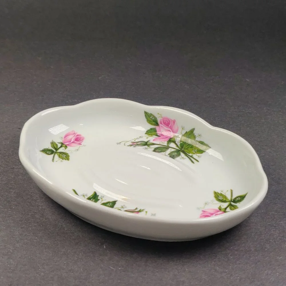 Vintage French Champs Elysées Paris Porcelain Soap Dish Floral 50s/60s